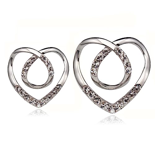 Heart Scarf Brooches,2 Stück Crystal Silk Scarf Buckle Women Shawl Scarves Fastener Hem Knotted Button Strass Metall Schnalle Love Heart Schal Fashion Verschluss Herz Schalring Brosche mit Strass von KAIAIWLUO