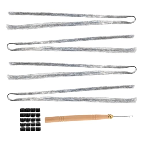 KAILIKETIY 1 Satz Glitzer Haarsträhnen Pet Tinsel Kit für Häkelnadel und Haarringe Party Zubehör für Funkelnde Frisuren von KAILIKETIY