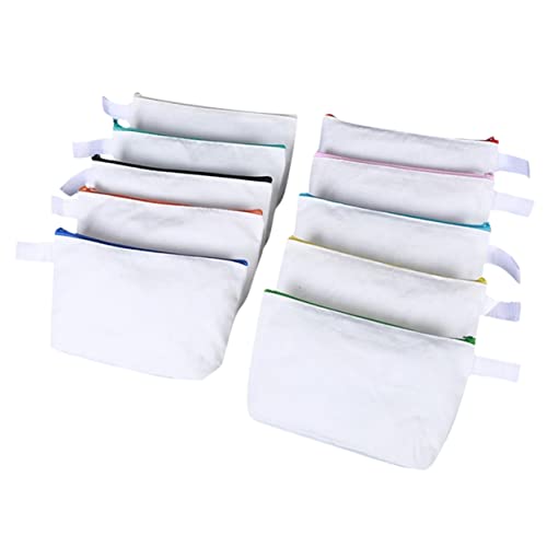 KAILIKETIY 10 Stück Leere DIY Basteltaschen Canvas Kosmetiktaschen mit Reißverschluss Vielseitig Einsetzbar als Make Up Beutel Reiseorganizer und Toilettentasche von KAILIKETIY