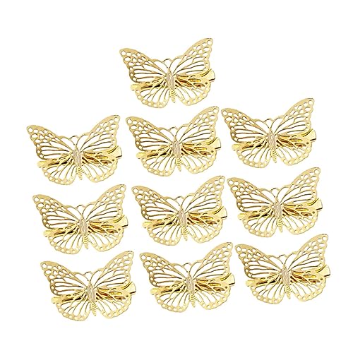 KAILIKETIY 10 Stück Teiliges Goldfarbene Bobby Pins mit Filigranem Hohlem Schmetterlingsdesign Stereoskopische Haarklammern für Mädchen Eleganter Haarschmuck für Festtage Hochzeit und Alltag von KAILIKETIY