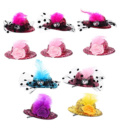 KAILIKETIY 10 Stück Teiliges Haarspangen mit Mini Hut Design Glänzend und Robust Sichere Haarklammern für Party Hochzeit Festlichkeiten als für Mädchen von KAILIKETIY