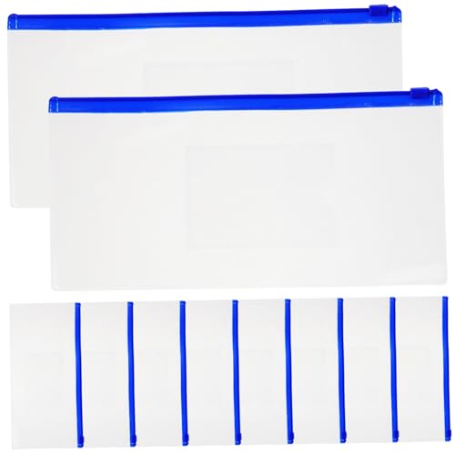 KAILIKETIY 10Stücke Durchsichtige Bleistiftbeutel Wiederverwendbare Aufbewahrungstaschen Transparente Federmäppchen für Stifte und Schreibwaren Kleine für Schule von KAILIKETIY