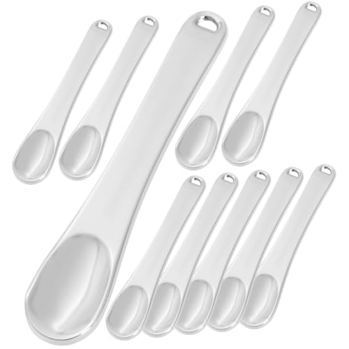 KAILIKETIY 10stücke Metall Kosmetik Löffel Gesicht Creme Werkzeuge Mit Hängen Loch Für Feuchtigkeitscreme Masken Lotionen Make-up-paletten Hautpflege Produkte von KAILIKETIY