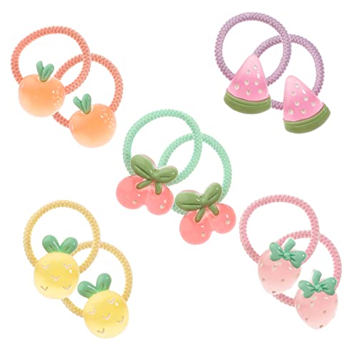 KAILIKETIY 10stücke Haarschmuck Für Mädchen Elastische Haarseile Mit Fruchtmotiv Haargummis Für Kleinkinder Pferdeschwanzhalter Für Mädchen Kopfschmuck von KAILIKETIY
