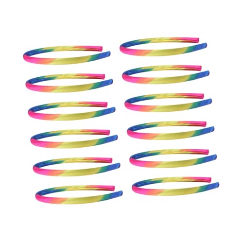 KAILIKETIY 12 Stück Teiliges Bunte Regenbogen Haarreifen für Verstellbare Langlebige Haarschmuck Accessoires Komfortables Glattes Material für Geburtstage und Fotoshootings von KAILIKETIY