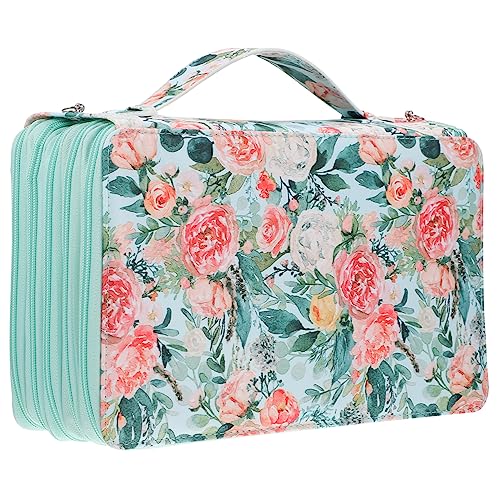 KAILIKETIY 1Stück Tragbare Stiftetasche mit Großer Kapazität Bleistiftbeutel für Künstler und Schüler Grünes Rosendesign Einfach zu Öffnen mit Elastischen Ringen Perfektes von KAILIKETIY