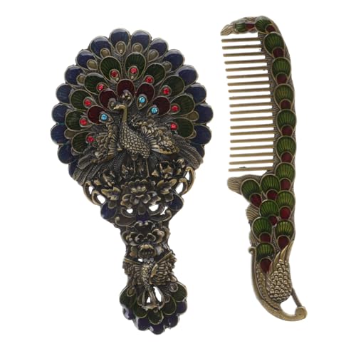 KAILIKETIY 1satz Vintage Handspiegel Mit Kamm Eleganter Tragbarer Kosmetikspiegel Im Russischen Stil Handgefertigt Mit Kunstvollen Designs Für Reisen Hause von KAILIKETIY