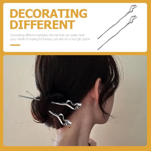 KAILIKETIY 2 Stck Teiliges Damen Unregelmäßige Metall Haarstäbchen Chinesischer Stil Haargabeln für Mitteldickes und Langes Haar Hochwertiger Haarschmuck für Hochzeiten Partys Alltag von KAILIKETIY