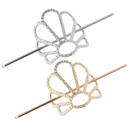 KAILIKETIY 2 Stück Elegante Vintage Haarnadeln aus Hohlem Metall Haarschmuck für Frauen Stilvolle Dutt halter Fester Sitz für Lange Haare Edle Gold Silberfarbene Accessoires von KAILIKETIY