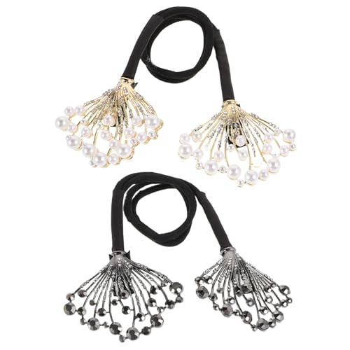 KAILIKETIY 2 Stück Haarklammer Dutt mit Perlen und Strass Starke Fixierung Einfaches Styling Langlebiges Haarknotenwerkzeug für Frauen Geeignet für Hochzeit Party und Alltag von KAILIKETIY