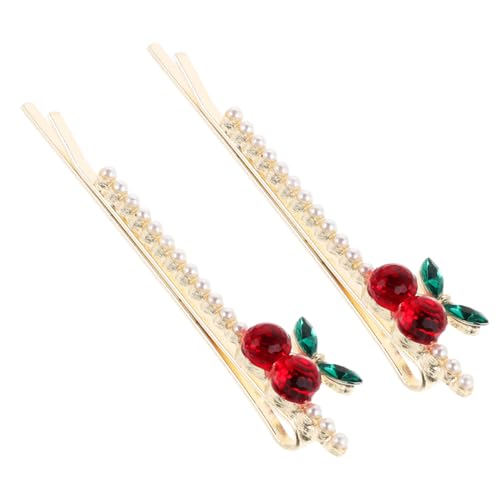 KAILIKETIY 2 Stück Haarspangen Mit Kirsch-strass Elegante Seitliche Haarnadeln Für Damen Dekoratives Haar-accessoire Für Besondere Anlässe von KAILIKETIY