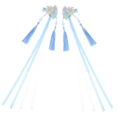 KAILIKETIY 2stücke Fächerform Haarschmuck Mit Blumen Und Quasten Japanische Haarspangen Für Mädchen Dekorative Haarclips Für Jeden Anlass Süße Haaraccessoires von KAILIKETIY