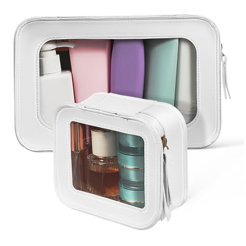 KAILIKETIY 2 Stück Klare Kosmetiktaschen Transparente Reisekulturbeutel mit Reißverschluss Quadratische Organizer für Damen für Reise und Alltag Große Kapazität Design von KAILIKETIY