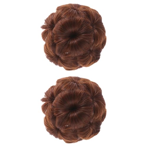 KAILIKETIY 2 Stück Teiliges Haarteil aus Hitzebeständigem Fasermaterial Blumen haarklammern mit Elastischem Haargummi Sicherer Halt für Dutt und Pferdeschwanz Passend für Frauen Voluminöse von KAILIKETIY