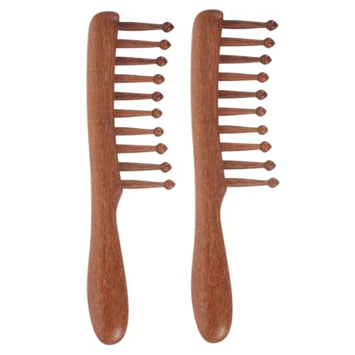 KAILIKETIY 2 Stück Teiliges Sandelholz Haarkamm mit Breiten Zähnen Leichter Tragbarer Kopfhaut massagekamm für Haartypen Entwirrt Mühelos Haare Geeignet für Männer und Frauen von KAILIKETIY