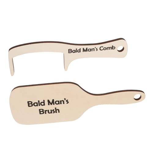 KAILIKETIY 2 Stücke Lustiger Glatzkamm aus Holz Einzigartige Geschenkidee für Männer Humorvolles Styling Werkzeug für Partys und Valentinstag Accessoire für Haarausfall von KAILIKETIY
