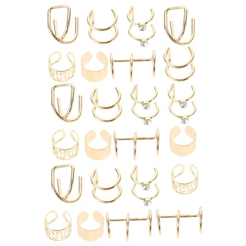 KAILIKETIY 24Stücke Goldene Ohrmanschetten für Damen Nicht Durchdringende Ohrclips Einzigartige Ohrstecker für Verschiedene Anlässe Metall Ohrmanschetten von KAILIKETIY