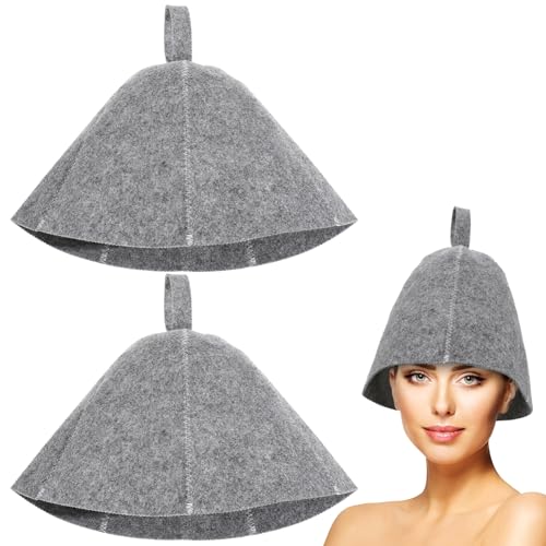 KAILIKETIY 2Stücke Bequemer Sauna Hut aus Filz Dicke Leichte Sauna Kopfbedeckung für Damen und Herren für Dampfbad Sauna Zubehör Graue Farbe KAILIKETIY 2Stücke Bequemer Sauna Hut aus Filz Dicke Leichte Sauna Kopfbedeckung für Damen und Herren für Dampfbad Sauna Zubehör Graue Farbe von KAILIKETIY