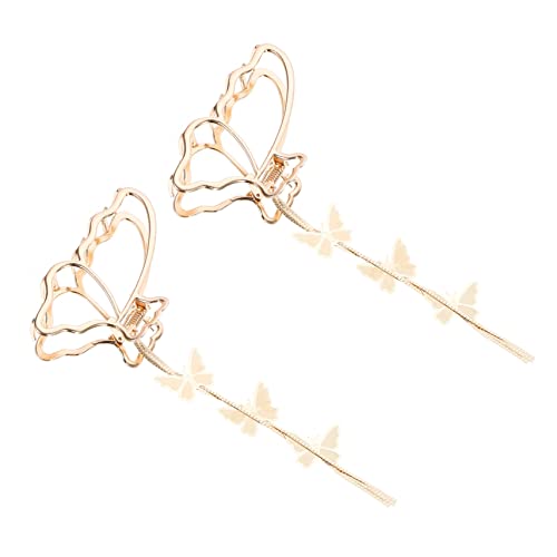 KAILIKETIY 2 Stück Schmetterlings Haarspangen mit Quaste Haarclip Klammern für Damen Langlebig und Flexibel für Hochzeiten und Partys von KAILIKETIY