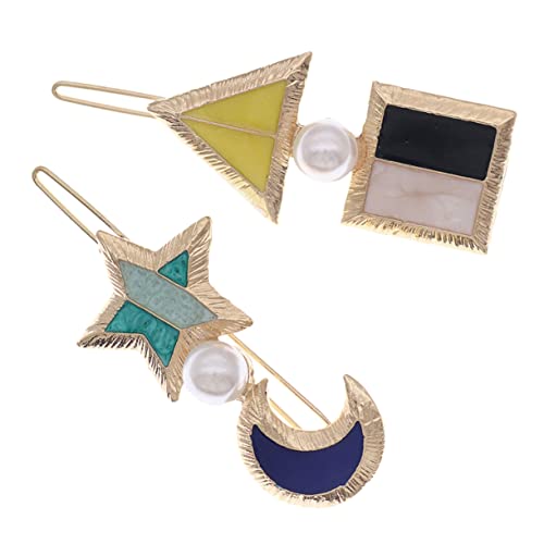 KAILIKETIY 2 Stück Geometrische Stern Und Mond Haarspangen Haarnadeln Für Frauen Dekorative Haarclips Vintage Haarschmuck Für Hochzeiten Und Partys von KAILIKETIY