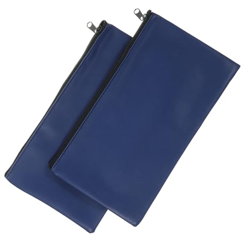 KAILIKETIY 2 Stück PU Leder Einzahlungsgeld Münzen Taschen mit Reißverschluss Tragbare Bargeldtaschen für Büro und Schule Praktische Quittungsbeutel für Geldorganisation von KAILIKETIY