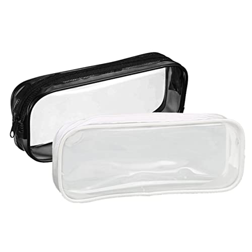 KAILIKETIY 2stücke Tragbare Federmäppchen Mit Reißverschluss Große Kapazität Praktische Stift Und Make-up-Taschen Schwarz Weiß Für Schule Und Reisen von KAILIKETIY