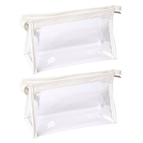 KAILIKETIY 2 Stück Tragbare Multifunktions Stifttaschen Transparent aus PVC Große Kapazität Kosmetiktaschen für Schreibwaren und Make Up für Schule und Reisen von KAILIKETIY