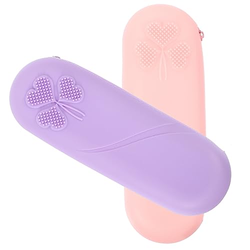 KAILIKETIY 2stücke Kosmetiktasche Aus Silikon Pinselhalter Für Reisen Aufbewahrungstasche Für Make-up-Tools Mit Reißverschluss Für Pinsel Lippenstifte Lidschatten Etc von KAILIKETIY