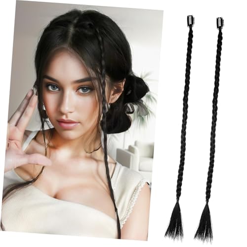 KAILIKETIY 2stücke Pack Clip Zöpfe Haarverlängerungen Mit Bangs Lange Geflochtene Haar Accessoires Für Damen Und Mädchen von KAILIKETIY