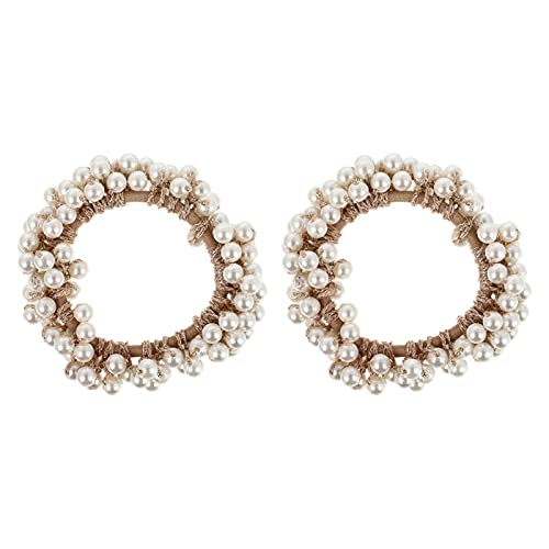 KAILIKETIY 2stücke Perlen Haarschmuck Elegant Haarringe Modisch Haarseil Perlengummibänder All-match Haargummis Haar Scrunchy Für Damen von KAILIKETIY