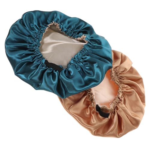 KAILIKETIY 2stücke Satin-haarhaube Zum Schlafen Verstellbare Schlafkappe Aus Satin Badehut Für Glatte Haare Elastische Schlafmütze Für Damen Und Herren Haarhaube Zum Schutz Der Haare von KAILIKETIY