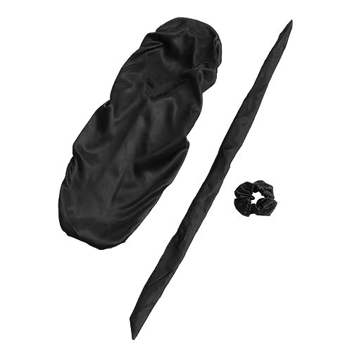KAILIKETIY 3 Stk dreiteilige Turbanmütze Stirnbänder Haarseidenhaube zum Schlafen Hauben für schwarze Frauen Haarbänder schlafhaube schlafkappe Nachtschlafmützen Nacht schlafen Satin Black von KAILIKETIY