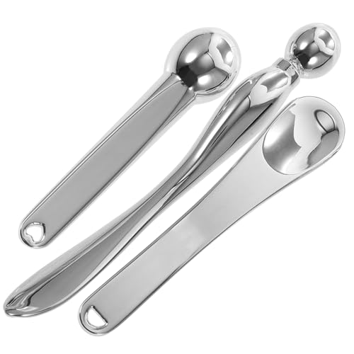 KAILIKETIY 3 Stück Teiliges Augencreme Löffel aus Zinklegierung Massage stick für Gesicht und Augen Fördert Absorption Augenringe und Schwellungen Langlebig für Zuhause und Zufällige Farbe von KAILIKETIY