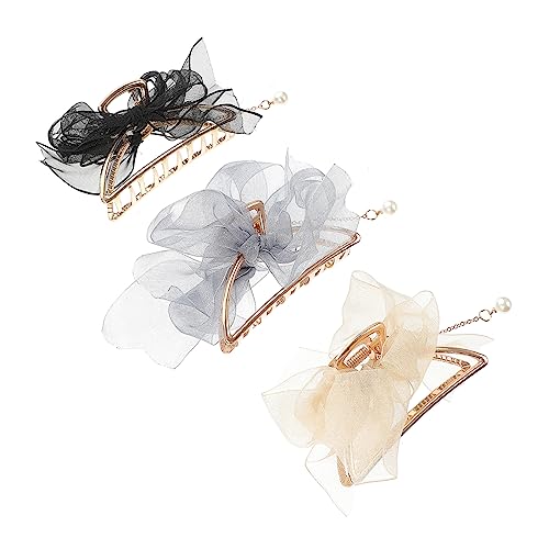 KAILIKETIY 3 Stück Teiliges Haarklammern mit Schleifen aus Metall Rutschfeste Haarklammern für Damen Haaraccessoires Waschen Schminken von KAILIKETIY