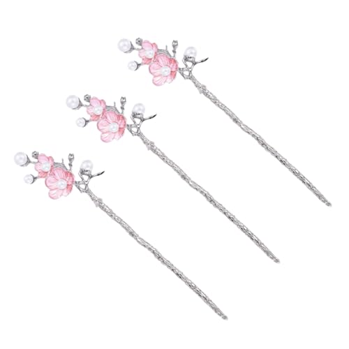 KAILIKETIY 3 Stück Vintage Haarschmuck aus Roten Perlen Haarnadeln im Traditionellen Stil für Frauen Stabile Korrosionsbeständige Haarstäbe Geeignet für Hochzeiten Partys und Tägliches von KAILIKETIY