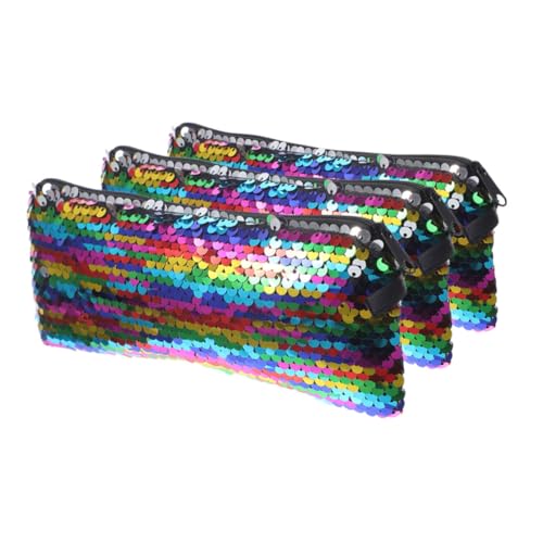 KAILIKETIY 3stücke Teiliges Kleiner Kosmetiktaschen Aus Pailletten Leichtes Make-up-Organizer Für Lippenstifte Toilettenartikel Und Pinsel Stilvolle Und Tragbare Aufbewahrungstasche Für von KAILIKETIY