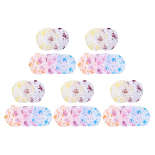 KAILIKETIY 30 Stück Teiliges Wiederverwendbare Duschhauben aus Wasserdichtem Peva Material mit Elastischem Modischem Druckdesign Großer Kopfbedeckung für Damen und Kleinkinder Schützend Beim von KAILIKETIY