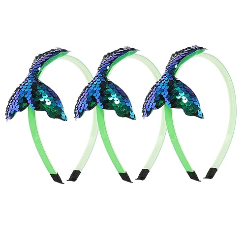 KAILIKETIY 3stücke Meerjungfrauen-kopfschmuck Pailletten Stirnbänder Für Mädchen Meerjungfrauen-haarreif Kopfband Mädchen Haarschmuck Für Party Geburtstag von KAILIKETIY