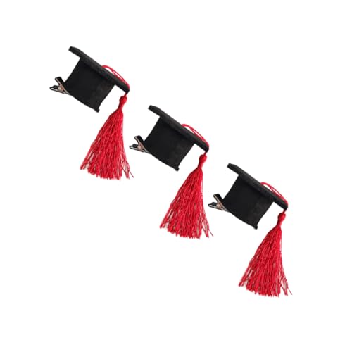 KAILIKETIY 3stücke Teiliges Mini Doktorhut Haarspangen Rot Lustige Quasten Haarschmuck Für Abschlussfeiern Und Partys Für Junge Mädchen Und Erwachsene Kreative Dekoration Für von KAILIKETIY