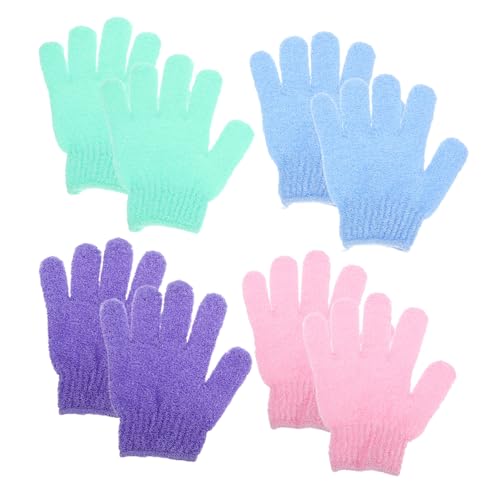KAILIKETIY 4 Paare Fünf-Finger-Badehandschuhe Peeling-Handschuhe, Dusche Handschuhe waschen Spa -Handschuhe Hände Peelinghandschuh für Damen Peeling-Handschuhe für den Körper Zufällige Farbe von KAILIKETIY