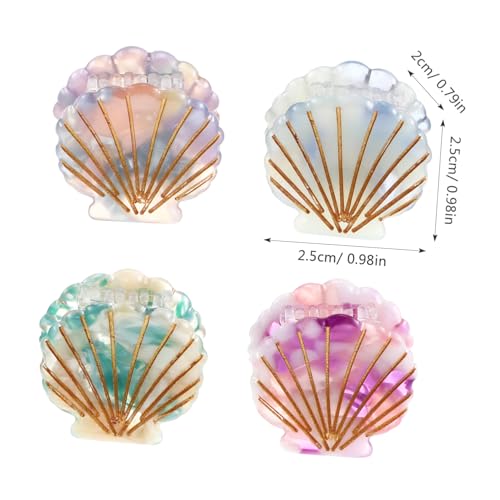 KAILIKETIY 4 Stück Kleine Haarklammern mit Muschel Design Bunte Mini Krabben Clips Rutschfeste Haarspangen für Dünnes Haar Vielseitiger Haarschmuck für Mädchen Frauen Strand und Alltag von KAILIKETIY