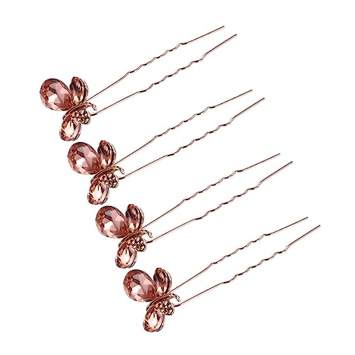 KAILIKETIY 4 Stück U-förmige Haarstäbe Mit Glitzer Strass Dekor Für Hochsteckfrisuren Haarnadeln Für Braut Und Damen Hochzeits Haaraccessoires Champagnerfarben von KAILIKETIY