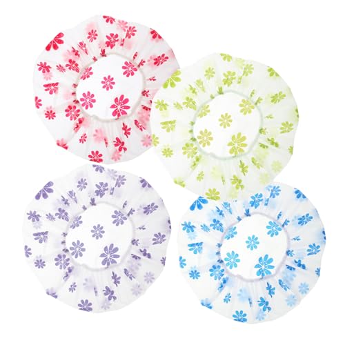 KAILIKETIY 4Stücke Damen Duschhauben Wasserdichte Bademützen mit Punktmuster Elastische Haarhaube für Badezimmer Sauna und Reisen von KAILIKETIY