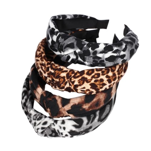 KAILIKETIY 4stücke Leoparden Haarband Für Damen Schickes Stirnband Stilvolles Headwrap Haarschmuck Haarband von KAILIKETIY