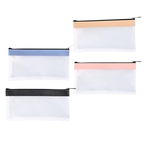 KAILIKETIY 4Stücke Transparente PVC Bleistifttasche Praktischer Geld Organizer mit Reißverschluss für Münzen Scheine Stifte und Transparente Make Up Tasche Blau von KAILIKETIY