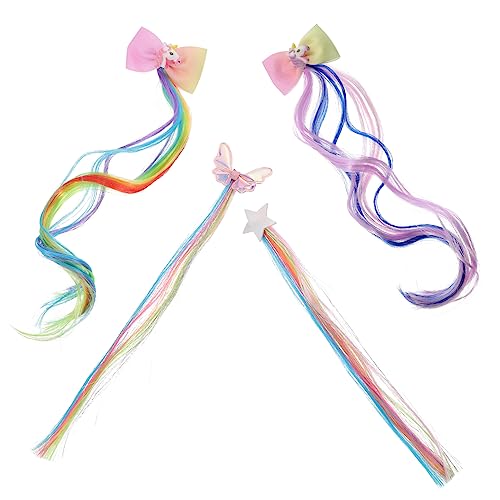 KAILIKETIY 4stücke Haarverlängerungen Clip Haar Extensions Stern Einhorn Haar Zubehör Für Mädchen Leicht Zu Tragen Atmungsaktiv Für Partys Und Alltag von KAILIKETIY