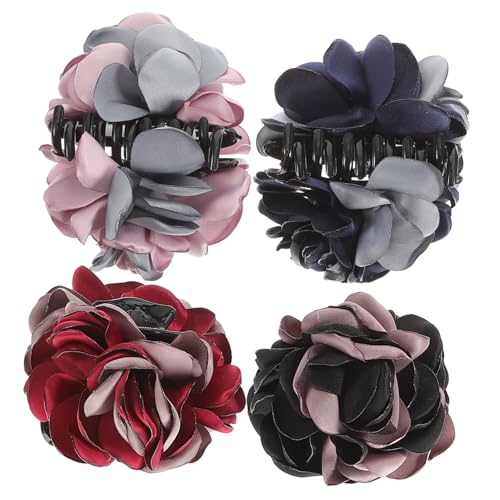 KAILIKETIY 4stücke Große Haarklammern Für Frauen Mit Blumenmuster Aus Rosenblumen Design Haarkrallen Für Hochzeit Party Festival Jubiläum Verabredung von KAILIKETIY