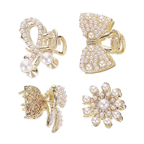 KAILIKETIY 4stücke Teiliges Perlen Haarklammern Klein Haarspangen Mit Strass Für Damen Elegante Hairstyling Zubehör Für Verschiedene Anlässe von KAILIKETIY