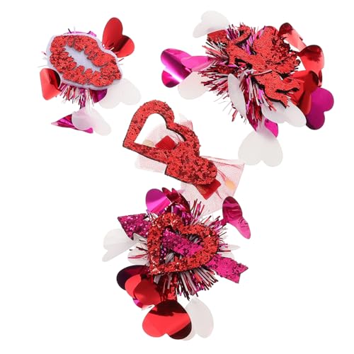KAILIKETIY 4stücke Valentinstag Haarnadeln Mit Glitzerpailletten Und -design Haarspangen Mit Schleife Und Herzform Krokodilklemmen Für Teenager Mädchen Und Partygeschenke von KAILIKETIY
