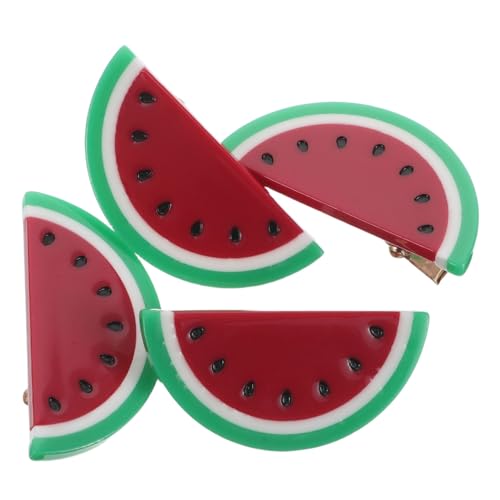 KAILIKETIY 4stücke Wassermelonen-haarspangen Acetat-frucht-haarnadeln Cartoon-design Süße Seitenclips Für Damen Haarstyling-accessoires Für Sommer Und Täglichen Gebrauch von KAILIKETIY